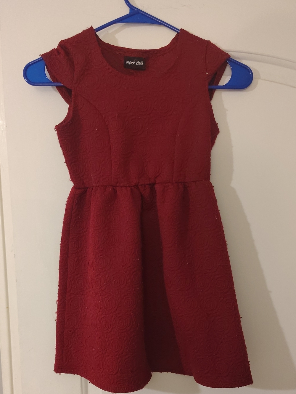 Girls' Red Textured Fit-and-Flare Dress